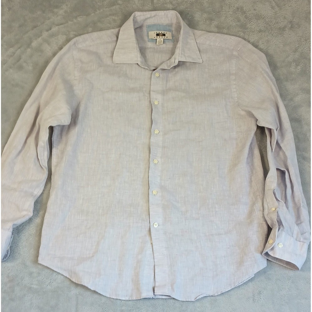 Joseph Abboud men's gray linen blend long sleeve shirt, size L